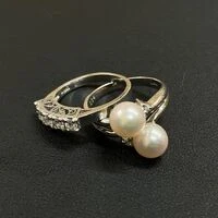 画像12968：Pt900 メレダイヤリング K18パールトップ 他貴金属おまとめ