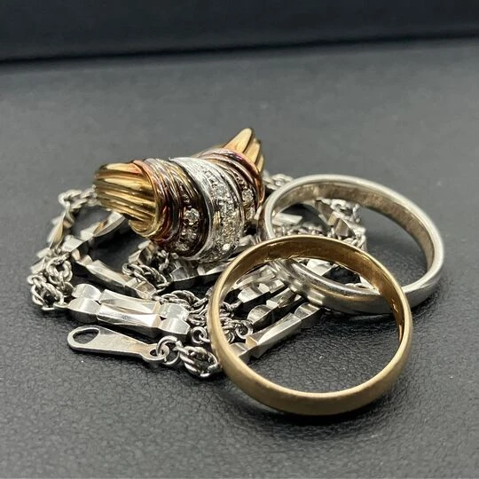 画像1908：K18/Pt850 メレダイヤコンビリング 他貴金属おまとめ